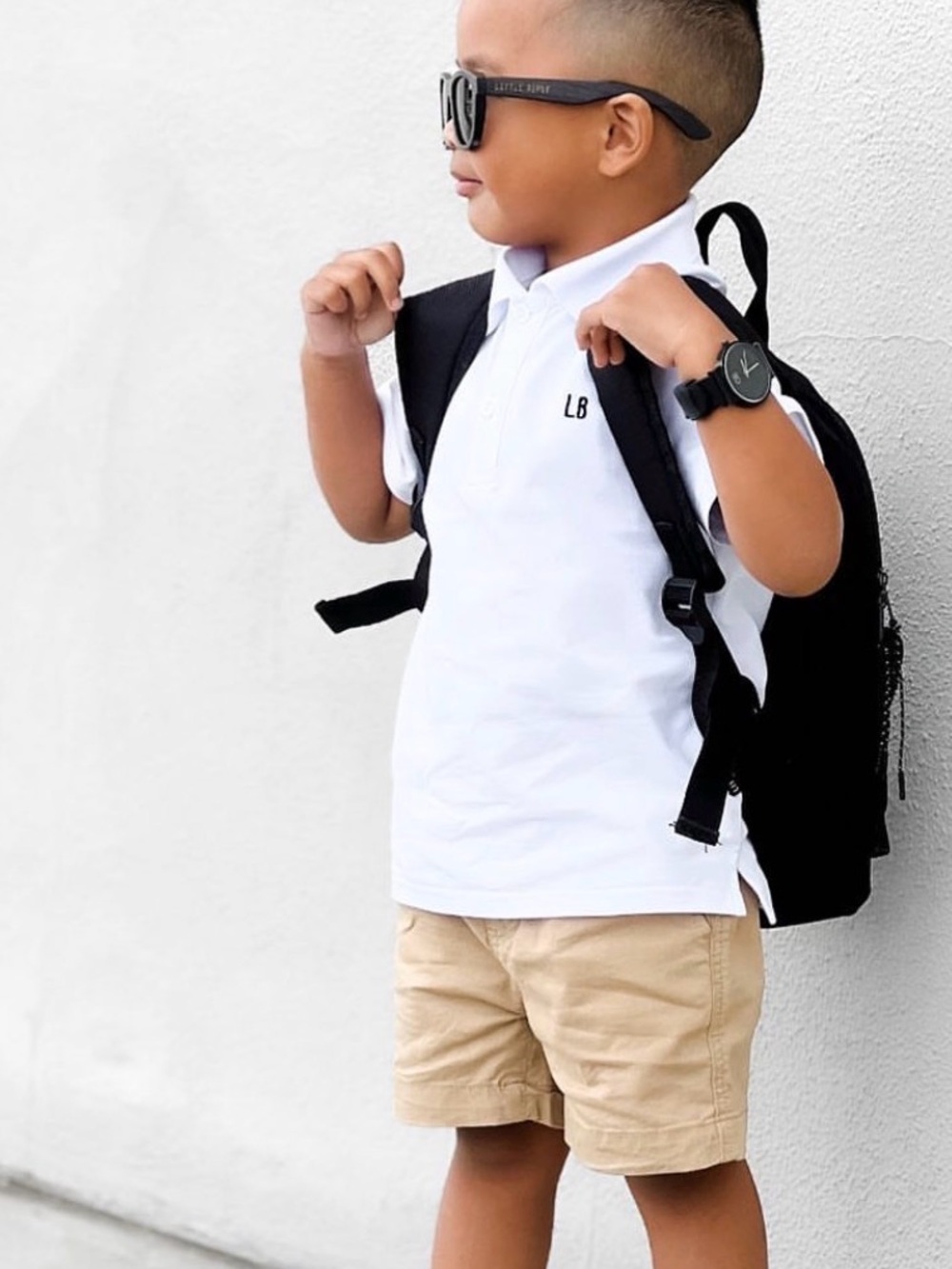 Little Bipsy White Polo Shirt with Black 'LB' Embroidery